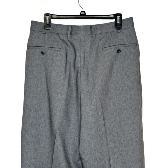 Samuelsohn Men Dress Pants Natural Stretch Lined Pleated Cuffed Hi-Rise Gray 34 - Picture 7 of 10